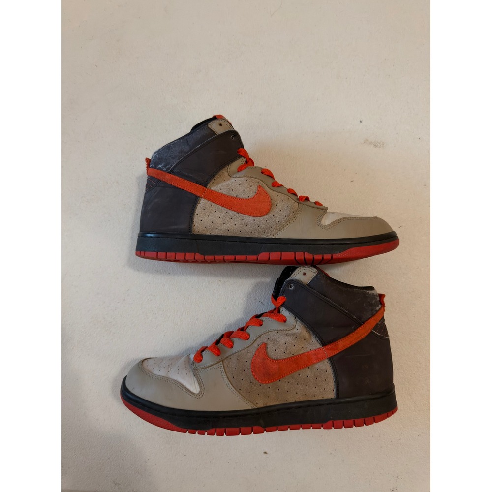 2008 Nike Dunk High Grey Black Orange Size 11m #3059